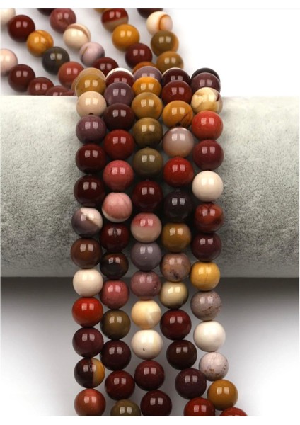 Mookaite Jasper Doğal Taş Dizi 8 mm Yuvarlak Kesim