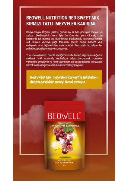 Red Sweet Mix – Freeze Dried Dondurularak Kurutulmuş Kırmızı Meyve Karışımı 40 gr modelleri