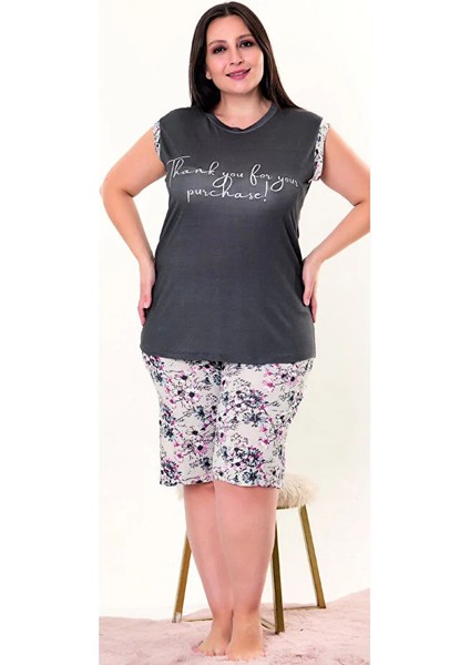 Lady Büyük Beden Çiçek Desenli Sıfır Kollu Şortlu Pijama Takımı fiyatları
