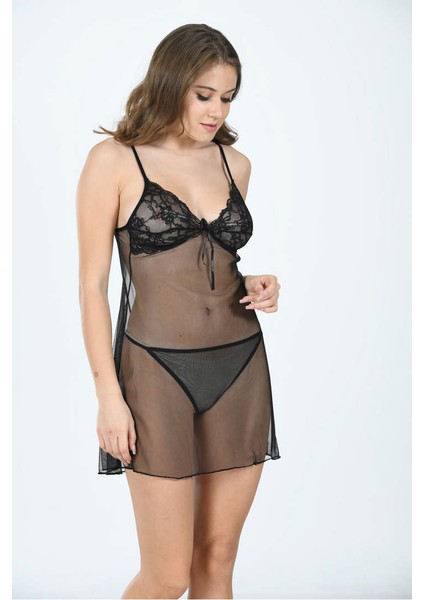 Techmrt Siyah Tül Gecelik - 645 - Beden S/m fırsatları