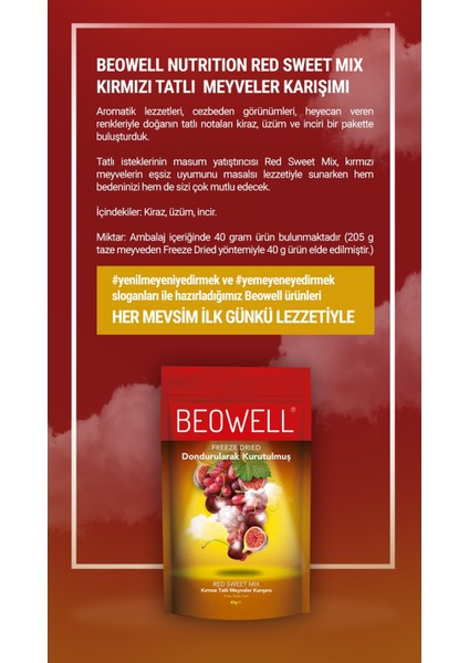 Red Sweet Mix – Freeze Dried Dondurularak Kurutulmuş Kırmızı Meyve Karışımı 40 gr