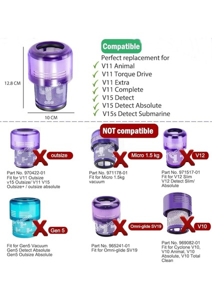 Dyson V11 SV14 Cyclone Uyumlu Hepa Filtre modelleri