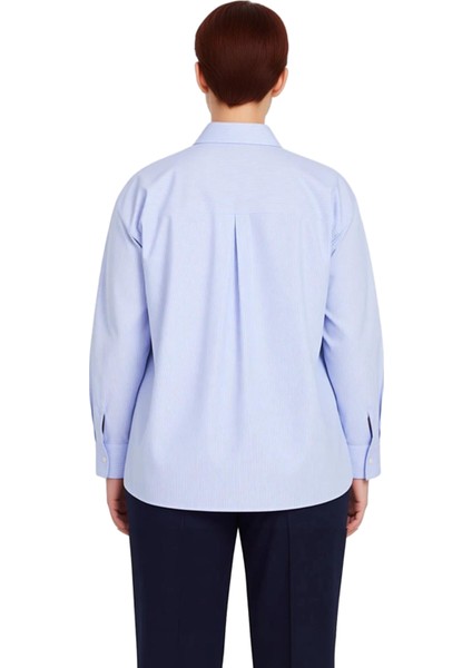 Kruvaze Yaka Çizgili Gül Detaylı Kadın Gömleği Fonksiyonel Dayanıklı Kaliteli Konforlu Şık indirimleri