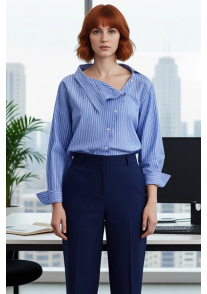 Kadın Çizgili Dokuma Gömlek Fonksiyonel Dayanıklı Kaliteli Konforlu Estetik Premium Modern modelleri