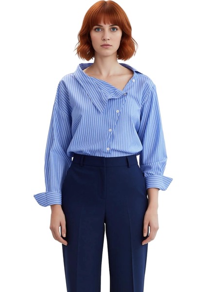 Kadın Çizgili Dokuma Gömlek Fonksiyonel Dayanıklı Kaliteli Konforlu Estetik Premium Modern fırsatları