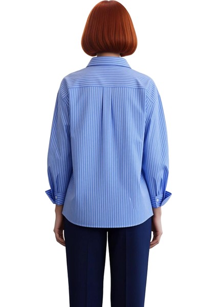 Kadın Çizgili Dokuma Gömlek Fonksiyonel Dayanıklı Kaliteli Konforlu Estetik Premium Modern indirimleri