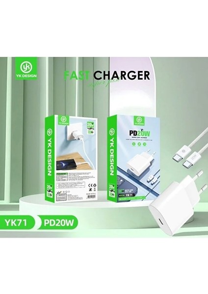 Yk Design Iphone Uyumlu Pd 20WATT Lightning Fast Hızlı Şarj Seti Yk-71 fiyatları