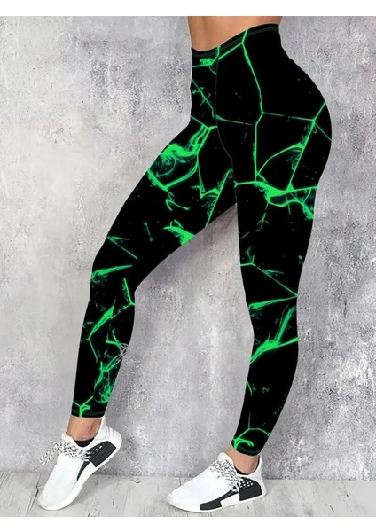 Kadın Yüksek Bel Renk Detaylı Dalgıç Tayt