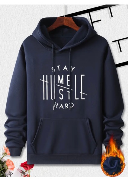 Punıx Büyük Beden Özel Üretim Kapüşonlu Stay Hard Baskılı %100 Pamuk Erkek Sweatshirt