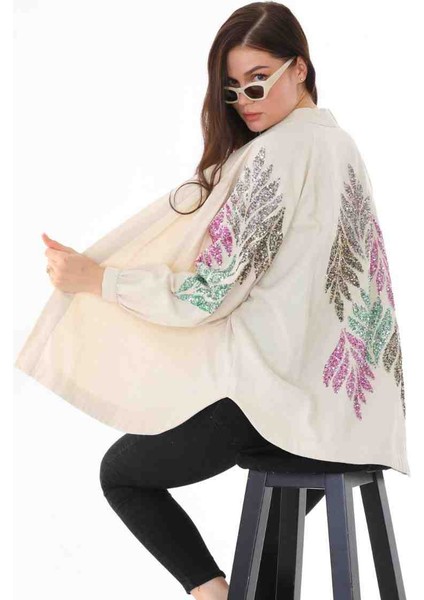 Nakışlı Keten Kimono