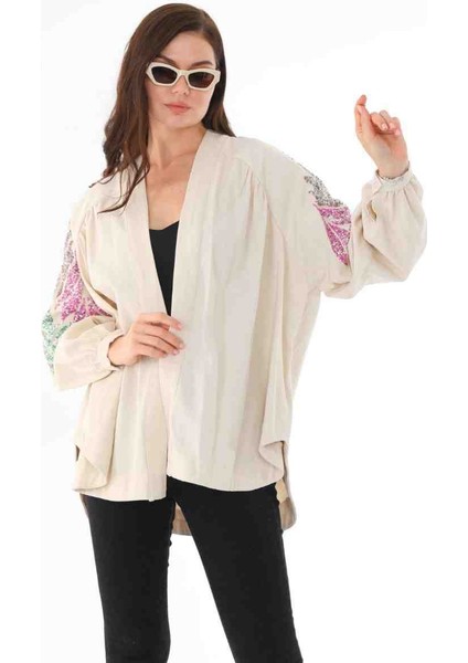 Nakışlı Keten Kimono modelleri