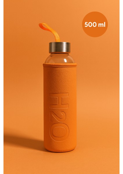 H2O Deri Kılıflı Cam Matara 500 ml