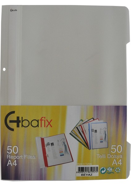 Bafix Telli Dosya Plastik Xl Beyaz A4 (50 Li)