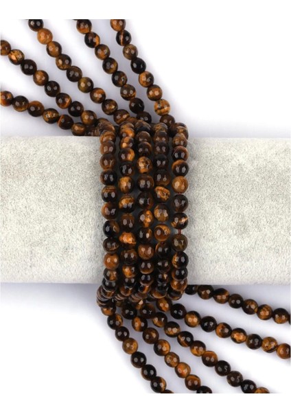 Kaplan Gözü Doğal Taş Dizi 6 mm Fasetli Yuvarlak Kesim