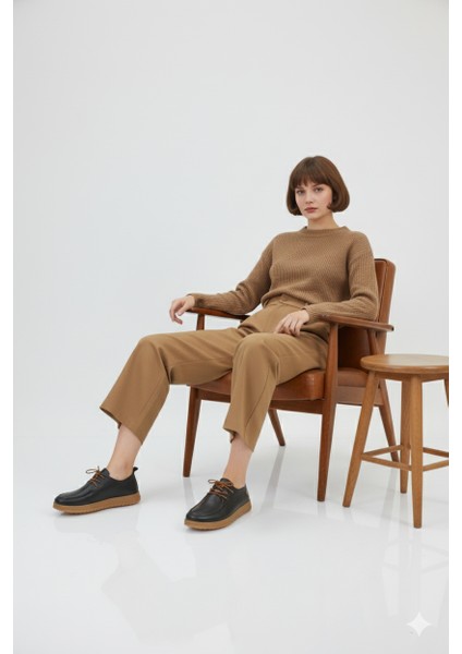 Kadın Hakiki Deri Ortopedik Lastik Bağcıklı Yumuşak Mevsinlik Günlük Ayakkabı BD25/MA2610