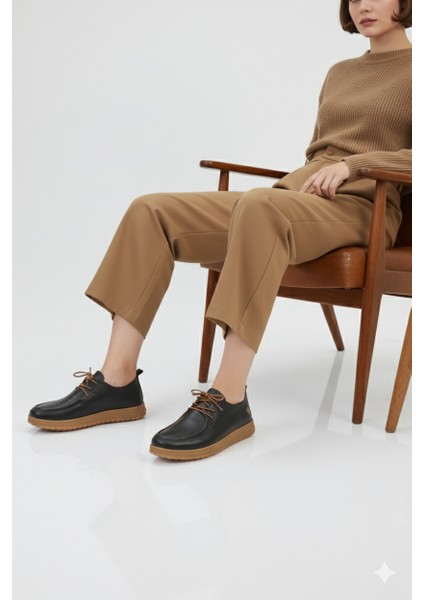 Kadın Hakiki Deri Ortopedik Lastik Bağcıklı Yumuşak Mevsinlik Günlük Ayakkabı BD25/MA2610 indirimleri