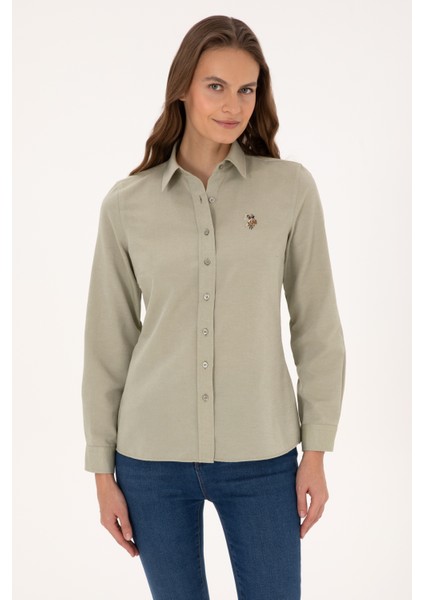 Kadın Açık Haki Gömlek Basic 50308043-VR183
