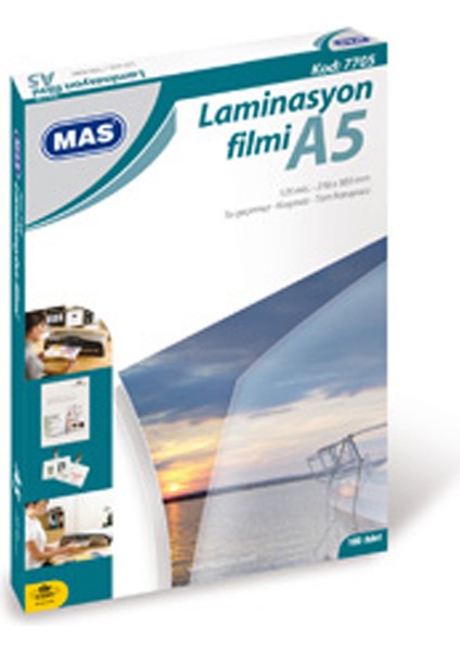 Mas Laminasyon Filmi Parlak A5 125 Mıc 100 Lü 7705-100-LI-PKT