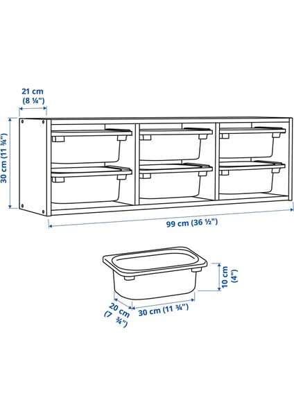 Trofast Çocuk Duvar Rafı Beyaz Gri 99 x 21 x 30 cm fiyatları