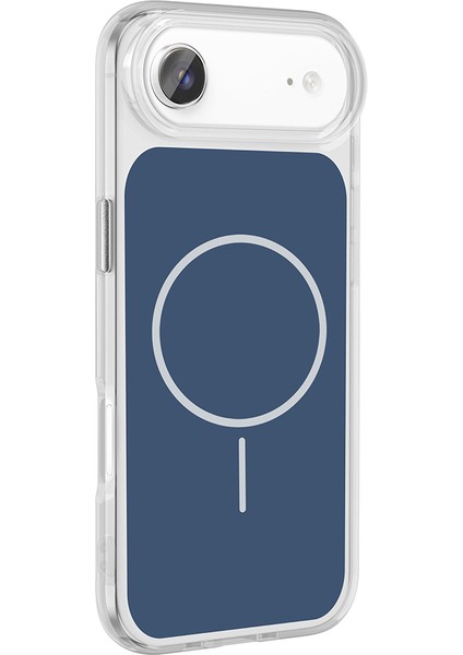 iPhone 17 Air Kılıf M-Safe Şarj Özellikli Metal Buton Tasarımlı Zore Ikonik Sert Silikon Kapak - Siy