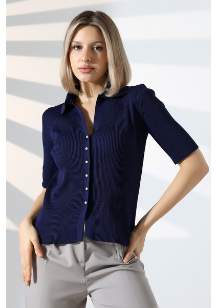 Inci Düğmeli Kısa Kol Zara Model Bluz modelleri