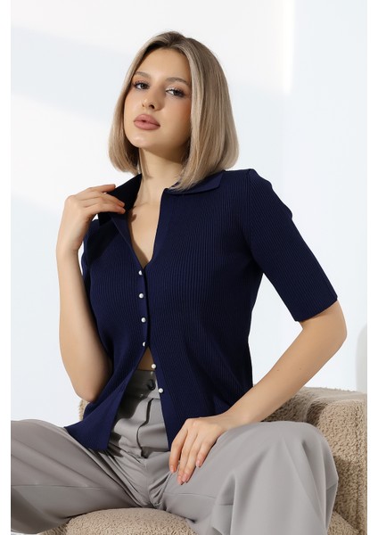 Inci Düğmeli Kısa Kol Zara Model Bluz