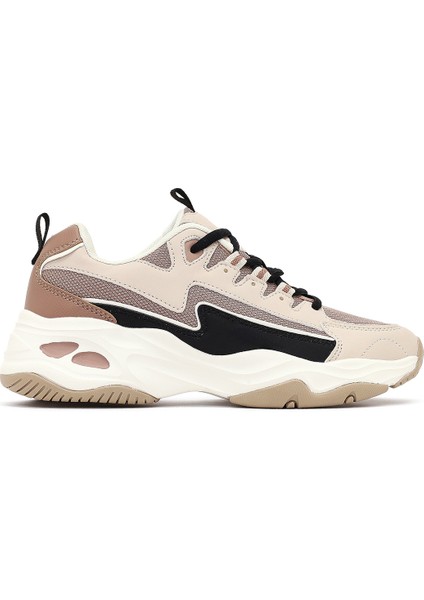 Kadın Bej Bağcıklı Kalın Tabanlı Sneaker 25AFD494314
