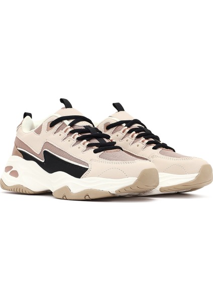 Kadın Bej Bağcıklı Kalın Tabanlı Sneaker 25AFD494314 modelleri