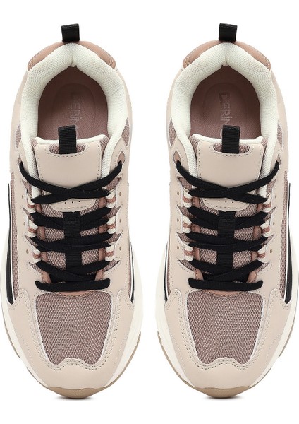 Kadın Bej Bağcıklı Kalın Tabanlı Sneaker 25AFD494314