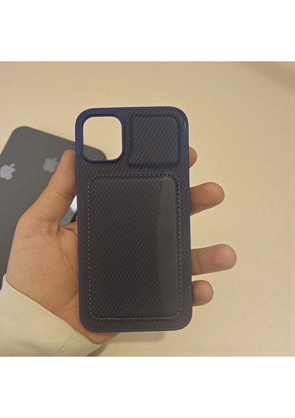 iPhone 15 Pro Max Uyumlu Rona Magcarbon Fiber Doku Manyetik Kılıf + Kartlık Cüzdan