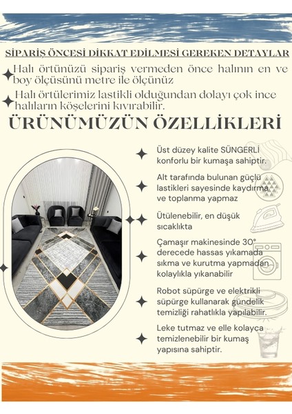 Geometrik Desen Gold Çizgili Halı Örtüsü Gri Siyah *kaymaz Tabanlı Yıkanabilir* indirimleri