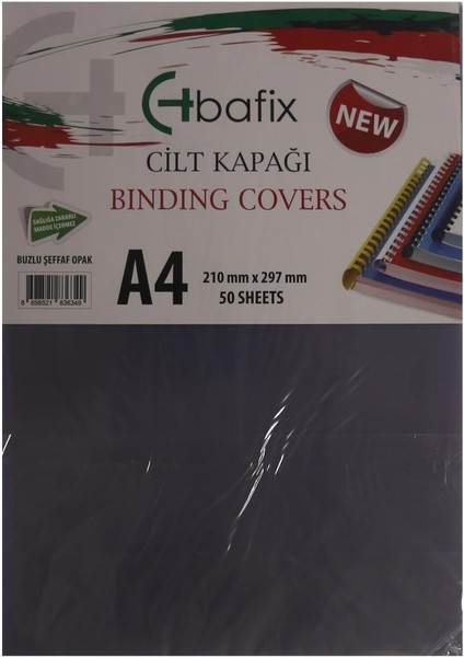 Bafix Cilt Kapağı Plastik Opak A4 350 Mıc Buzlu Şeffaf-50-Pkt