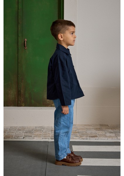 Kanguru Cepli Oversize Gömlek Lacivert fiyatları