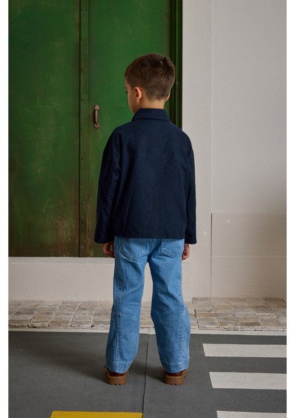 Kanguru Cepli Oversize Gömlek Lacivert modelleri