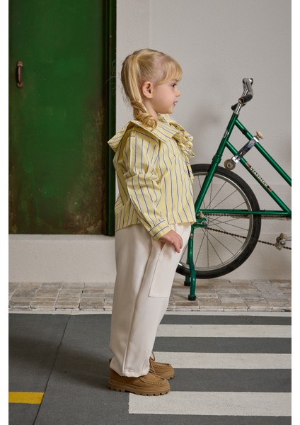 Bağcık Detaylı Çizgili Gömlek Sarı fiyatları