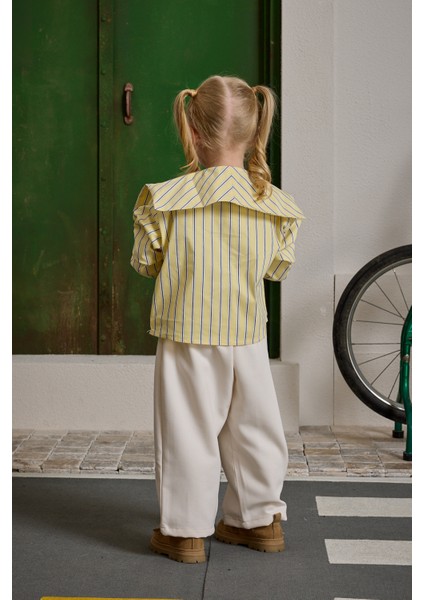 Bağcık Detaylı Çizgili Gömlek Sarı modelleri