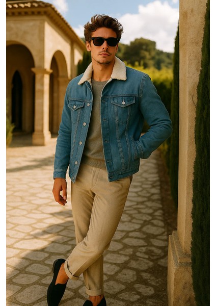 Erkek Kışlık Premium Günlük Içi Kürk A.mavi Kot Ceket fırsatları