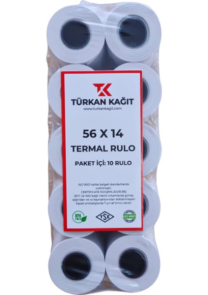 56X4 Termal Rulo Yazarkasa Pos Rulosu 1 Paket 10 Adet