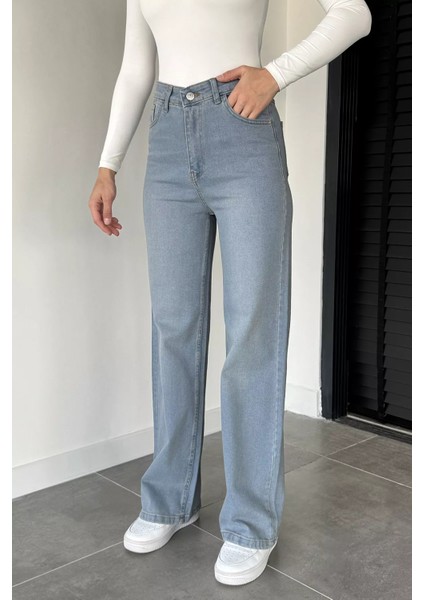 Kadın Yüksek Bel Palazzo Jean Kot Pantolon P-00019045 fiyatları