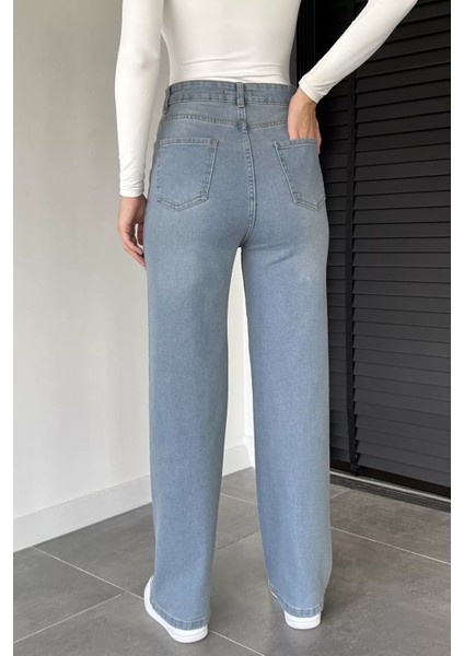 Kadın Yüksek Bel Palazzo Jean Kot Pantolon P-00019045 fırsatları