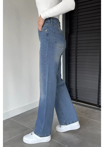 Kadın Yüksek Bel Palazzo Jean Kot Pantolon P-00019045 fiyatları