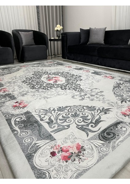 Zarif Barok Desen Halı Örtüsü – Çiçek Motifli, Şık Salon Modeli *kaymaz Tabanlı Yıkanabilir* modelleri