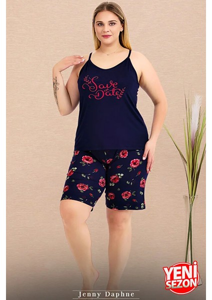 Lady Büyük Beden Çiçek Desenli Şort Ince Askılı Şortlu Pijama Takımı fiyatları