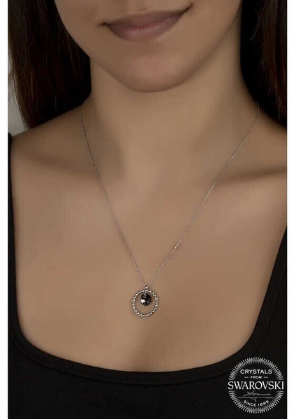 Ucarticaret Swarovski Crystal Taşlı Halka Gümüş Kadın Kolye