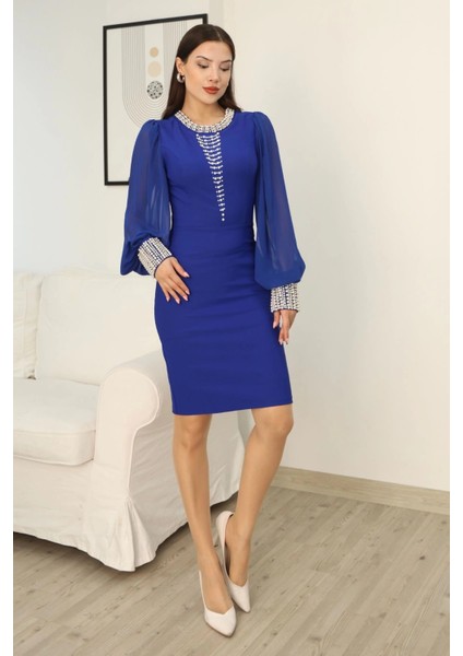 Inci Süsleme Detaylı Midi Abiye Elbise 2335-SAKS fiyatları