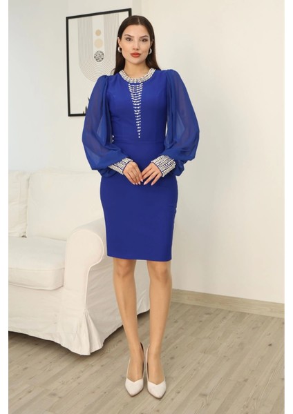 Inci Süsleme Detaylı Midi Abiye Elbise 2335-SAKS fırsatları