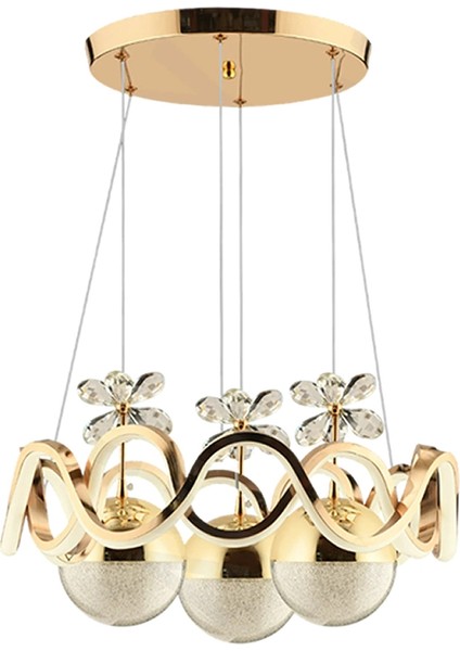 Alyans Gold Renkli 3'lü Toplu 3 Renk Kumandalı Modern Ledli Avize modelleri