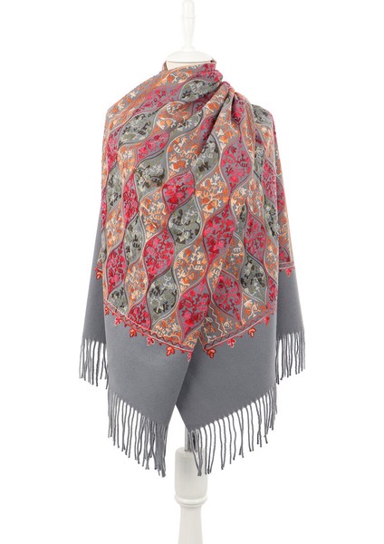 Gri Nakışlı Kışlık Şal fiyatları
