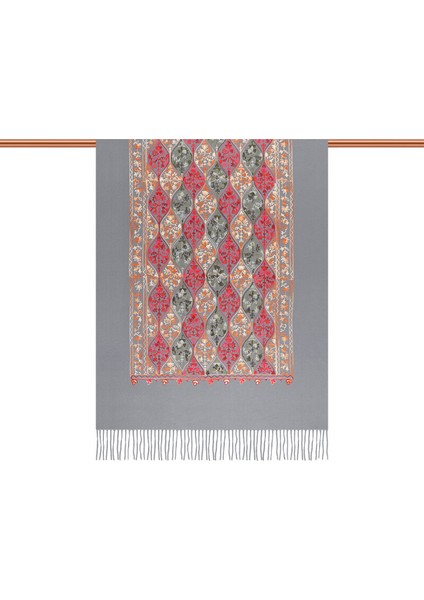 Gri Nakışlı Kışlık Şal modelleri