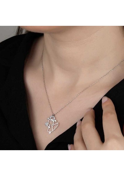 Ucarticaret Swarovski Taşlı Gümüş Su Perisi Bayan Kolye